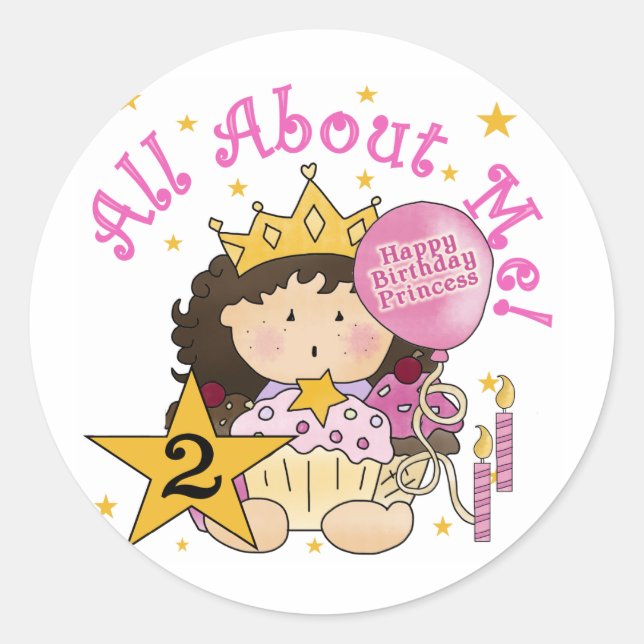 Adesivo Princesa Sobre Mim segundo aniversário (Frente)