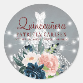 Adesivo Princesa Sparkle diamond vestido floral quinceaner