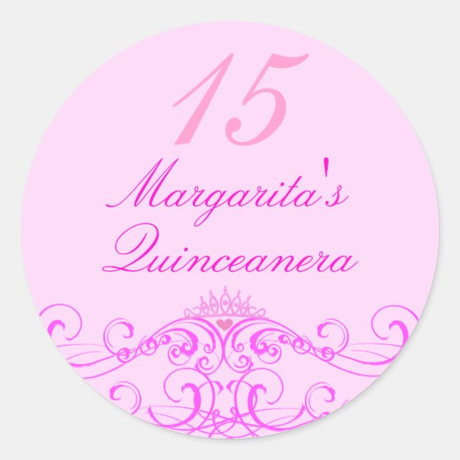 Adesivo Princesa Tiara Pink Quinceanera Sticker (Frente)