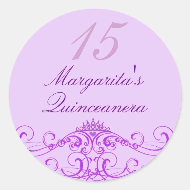 Adesivo Princesa Tiara Purple Quinceanera Sticker (Frente)