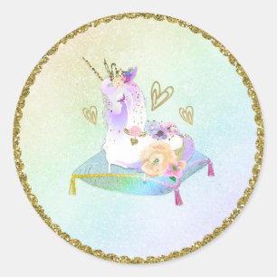 Adesivo Princesa Unicórnio Arco-íris Pastel Iridescente Fe