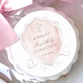 Adesivo Prioridade Comunitária de Crest de Aquarela Rosa E