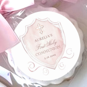 Adesivo Prioridade Comunitária de Crest de Aquarela Rosa E