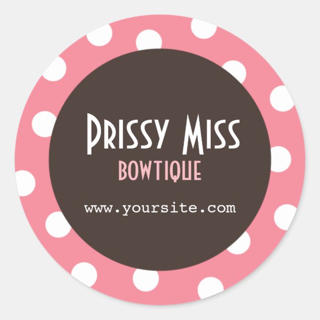 Adesivo Prissy Miss Pink Bolinhas Chic Round Sticker (Frente)