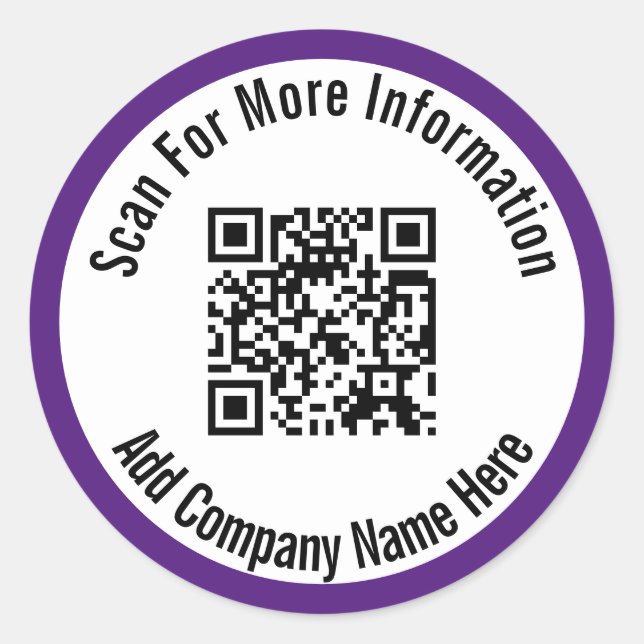 Adesivo Procurar Mais Informações Código QR Real Roxo (Frente)