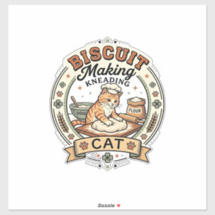 Adesivo Produção de Biscoito Amassando Gato Produção de Bi