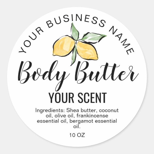 Adesivo produto à base de manteiga, limão citrinos verde-v (Frente)