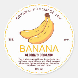 Adesivo Produto caseiro da Fruta Vintage Banana Jam