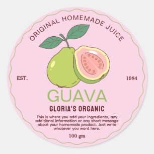 Adesivo Produto caseiro de suco de goiaba Fruta Vintage