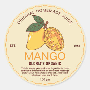 Adesivo Produto caseiro de suco de manga de Fruta Vintage