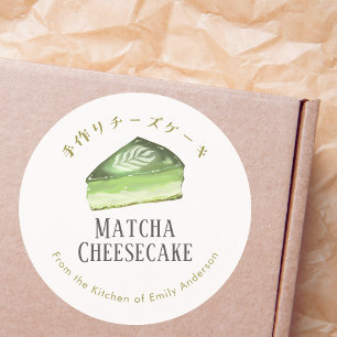 Adesivo Produto de Cheesecake Matcha Aquarela Padaria