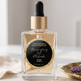 Adesivo Produto de Cosméticos Luxuoso Preto e Dourado com 