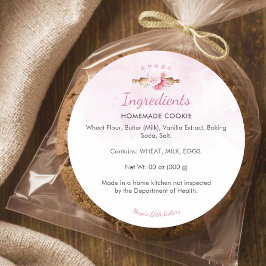 Adesivo Produto de Ingrediente Rolo de Massa Rosa Elegante