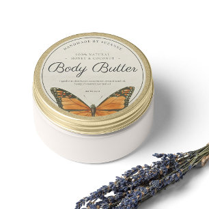 Adesivo Produto de Manteiga Natural de Borboleta Vintage