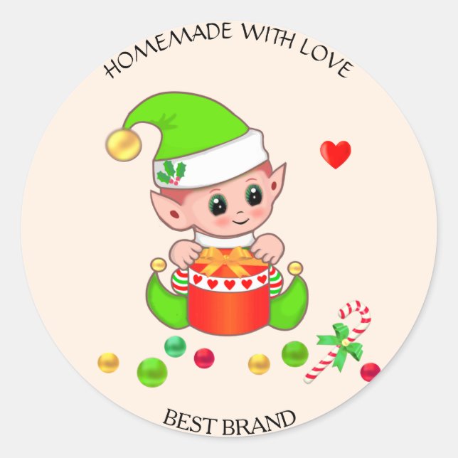 Adesivo Produto Duende de Natal & Rótulo de Pote Caseiro (Frente)