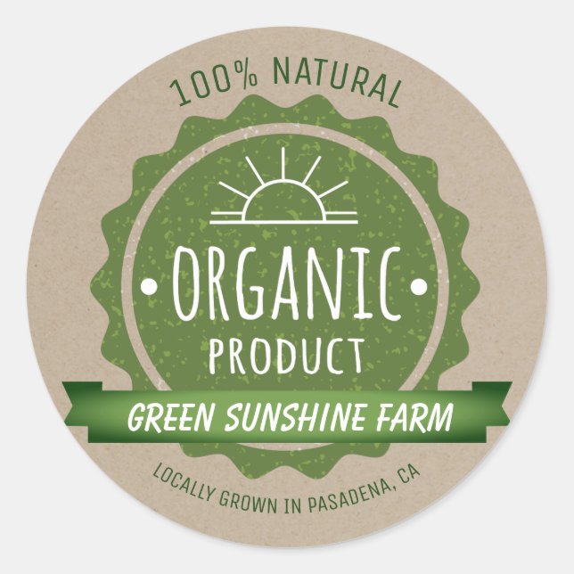 Adesivo Produto Ecológico Orgânico Natural Personalizado (Frente)