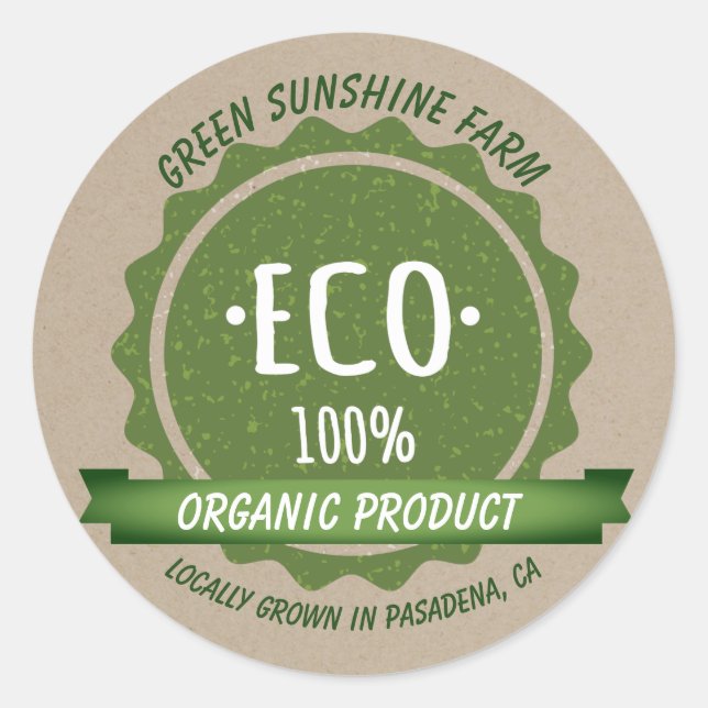 Adesivo Produto Ecológico Orgânico Natural Personalizado (Frente)