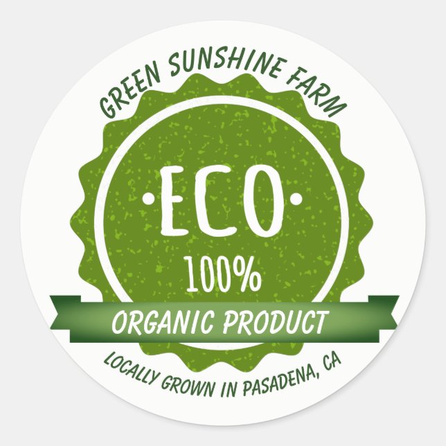 Adesivo Produto Ecológico Orgânico Natural Personalizado (Frente)