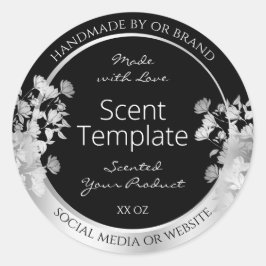 Adesivo Produto Floral Clássico Preto Rotulagem de Embalag