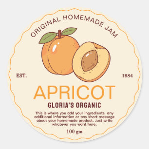 Adesivo Produto Homemade Apricot Jam da Fruta Vintage