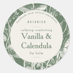Adesivo Produto Pequeno, Floral Botânico Verde Sage