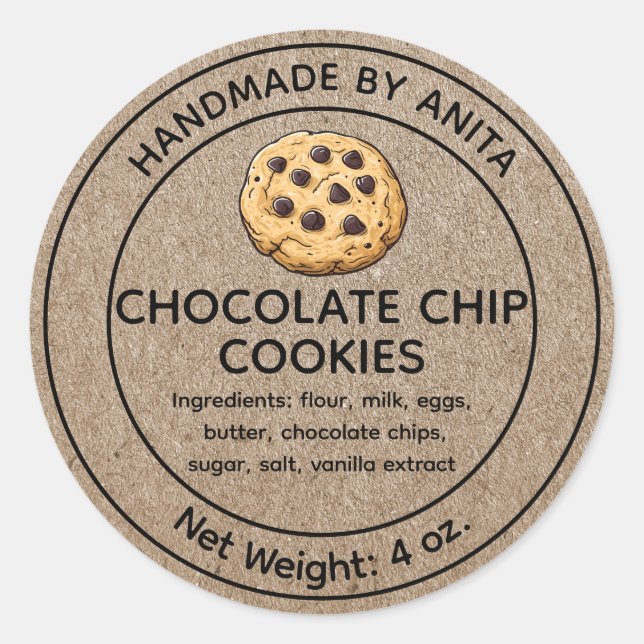 Adesivo Produtos cozidos Cookies Chip Chocolate Label Kraf (Frente)