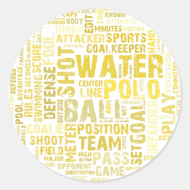 Adesivo Produtos de Nuvem de Palavras "Water Polo" (Frente)
