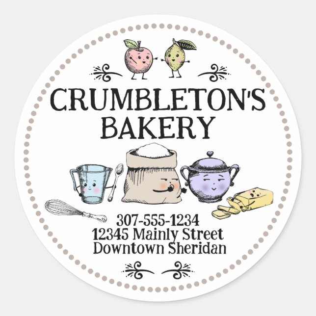 Adesivo Produtos de padaria para retro-preparação em vinag (Frente)