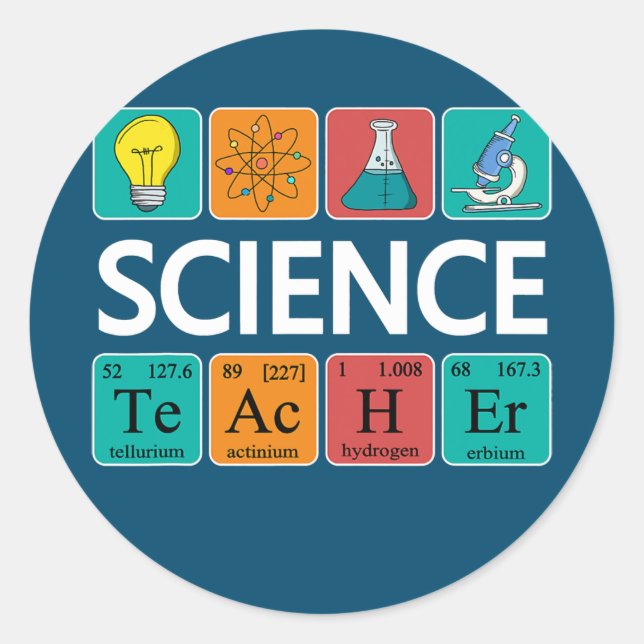 Adesivo Professor de Ciência Química Periódica de Mesas Bi (Frente)