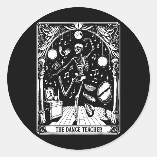 Adesivo Professor de dança Tarot Card Skeleton Dancing Bal (Frente)