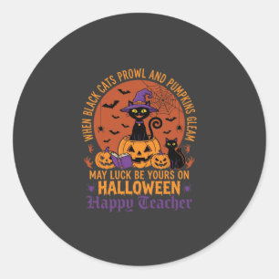 Adesivo Professor de Halloween Gato Preto Abóbora Sorte
