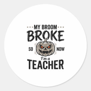 Adesivo Professor de Halloween Vassoura Quebrou Abóbora Vi