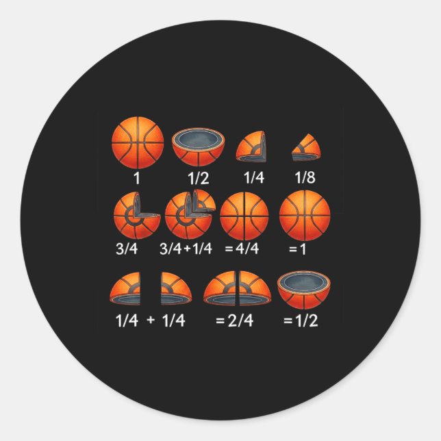 Adesivo Professor de Matemática de Basquete Fração Volta à (Frente)