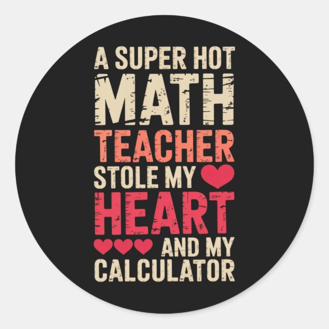 Adesivo Professor de Matemática Dia dos Namorados Álgebra  (Frente)