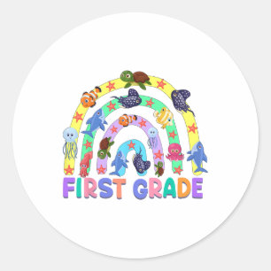 Adesivo Professor do 1º Ano Arco-íris Animal Marinho Prime