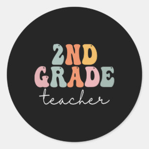Adesivo Professor do 2º Ano Retro Groovy Vintage Primeiro