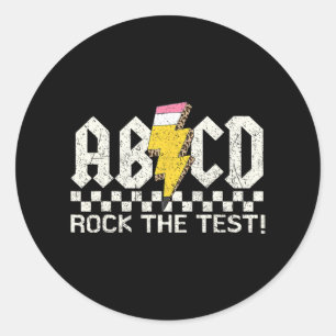 Adesivo Professor do Dia Retro Abcd Rock Test Day Schoo