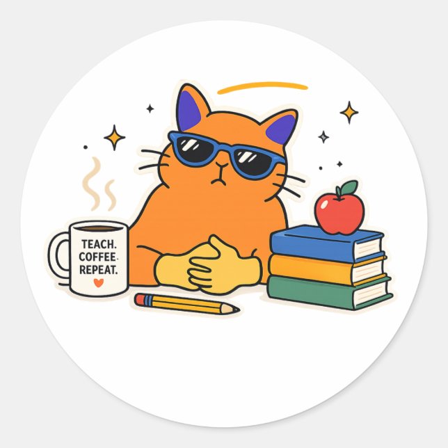 Adesivo Professor Gato Divertido (Frente)