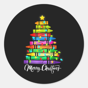 Adesivo Professor Giz de Cera Feliz Natal Luzes da Árvore 