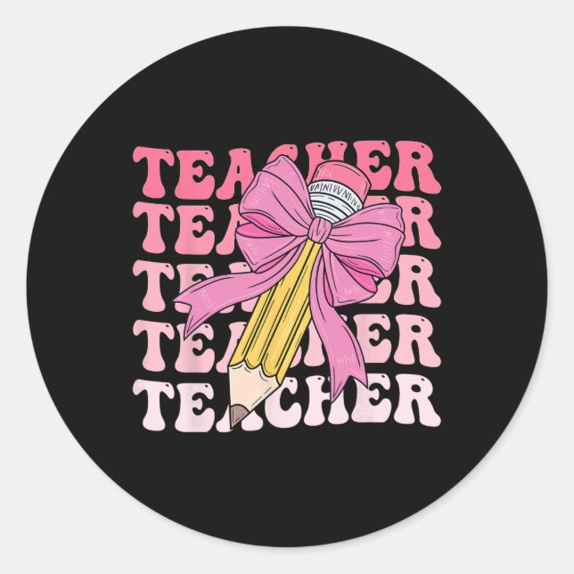 Adesivo Professor Lápis Volta às Aulas Groovy Rosa Profess (Frente)