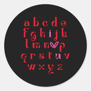 Adesivo Professor namorados Alphabet Abc I Love U Heart Wo