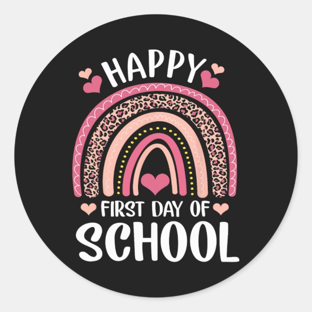 Adesivo Professor Primeiro Dia De Aula Feliz Arco-íris Leo (Frente)