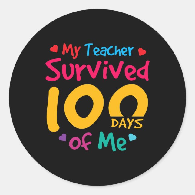 Adesivo Professor Sobreviveu A 100 Dias De Mim (Frente)