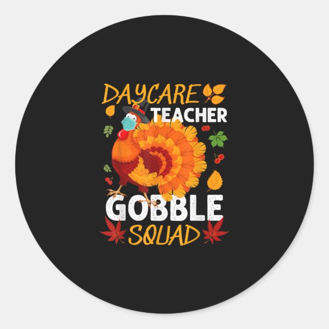 Adesivo Professora de creche Gobble Squad Turkey Face Mask (Frente)