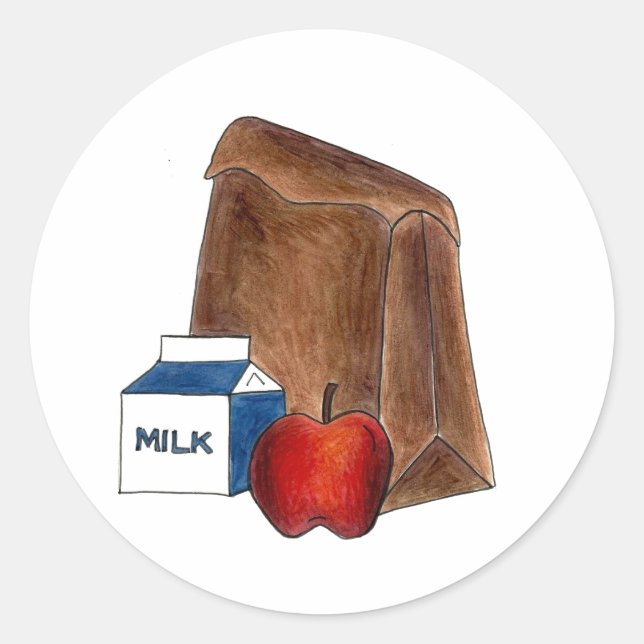 Adesivo Professora de maçã do Brown Bag Sack School Lunch  (Frente)