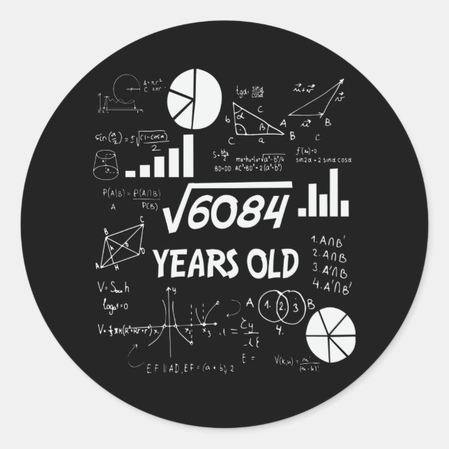 Adesivo Professora de Matemática de 77 Anos de Idade, 77.º (Frente)