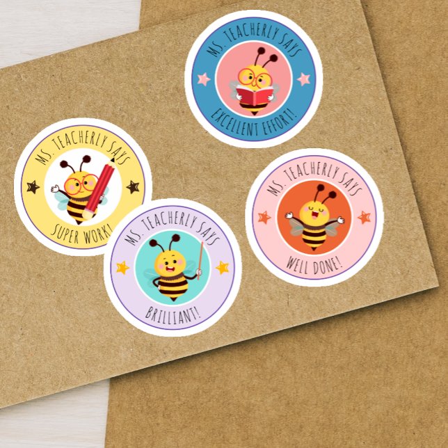 Adesivo Professora de Realização de Estudantes em Sala de  (Bee Classroom Reward Student Achievement Teacher Sticker)