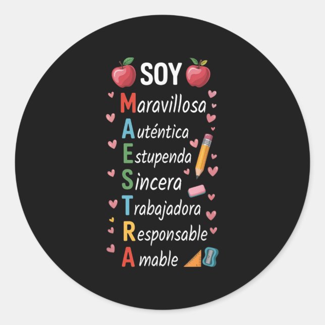 Adesivo Professora Espanhola Maestra Bilíngue (Frente)