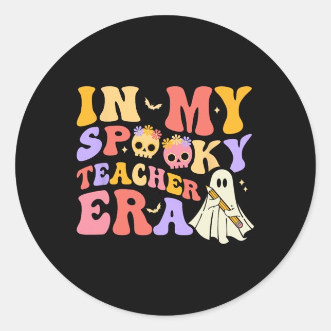 Adesivo Professora Halloween Na Minha Época De Professora  (Frente)