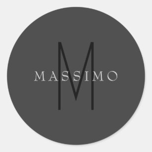 Adesivo Profissional Monograma Preto Cinza Seu Nome